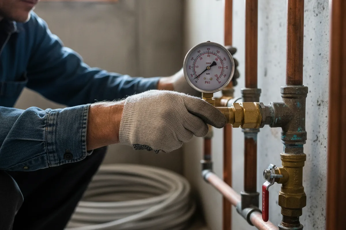 Pressure testing a repaired line during Water Line Repair in Derwood